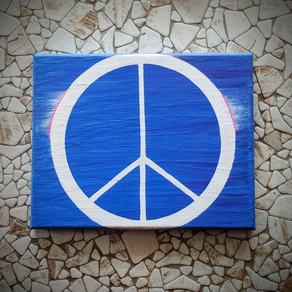 Small 8" x 10" x .5" Peace Sign Painting - "Dream of Peace" by rainbowseeds!